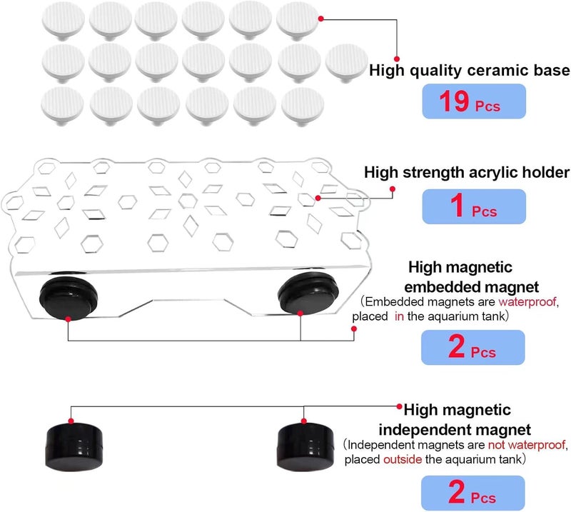 Saricho Coral frag Magnetic Holder Set with 19 Coral frag Plug Ceramic Bases - Image 2